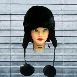 ADRIENNE LANDAU Real Fur Rabbit winter hat